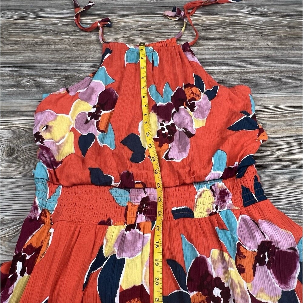 NWT Maurice’s Orange Floral Print Halter Top Sharkbite Hem‎ Maxi Dress Size MED - Picture 8 of 16